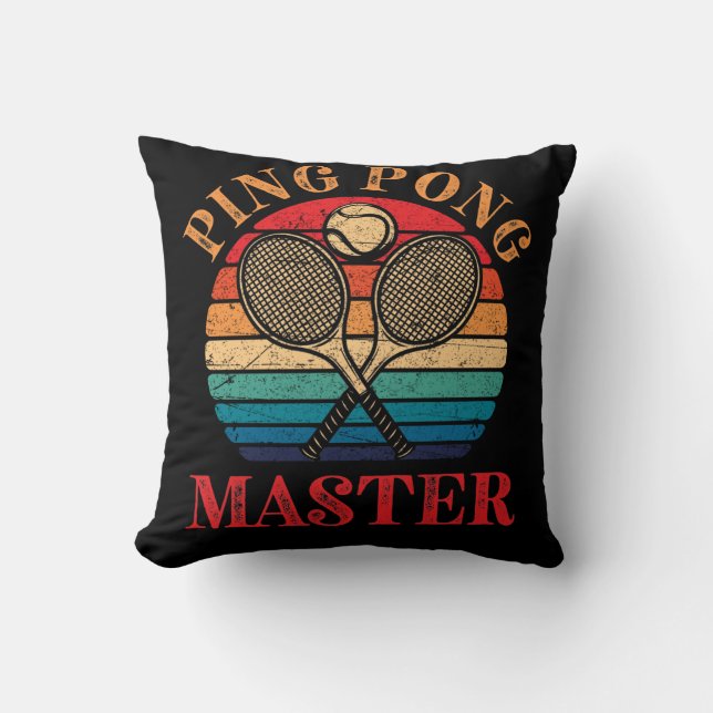 Ping Pong Master Table Tennis Paddle Throw Pillow (Front)