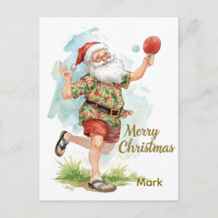 Ping Pong Merry Christmas with Santa Claus Ping Holiday Postcard
