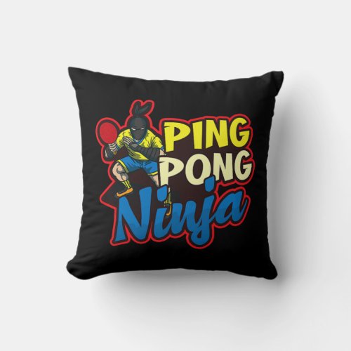 Ping Pong Ninja Design Table Tennis   Throw Pillow