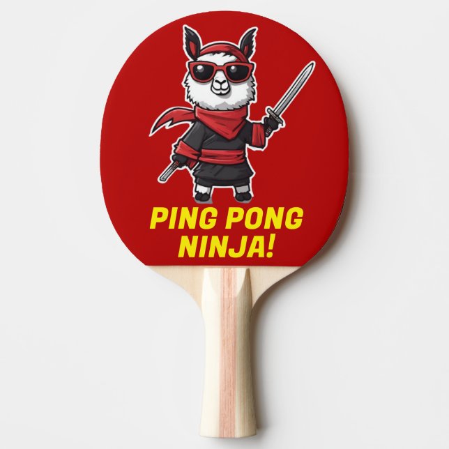 Ping Pong Ninja Funny Llama Camo Cool Sports Red Paddle (Front)