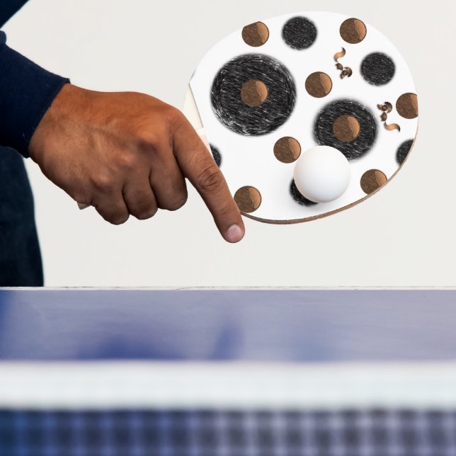 Ping Pong Paddle Abstract Black Circular  (Insitu)