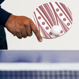 Ping Pong Paddle Abstract Burgundy & White Stripe