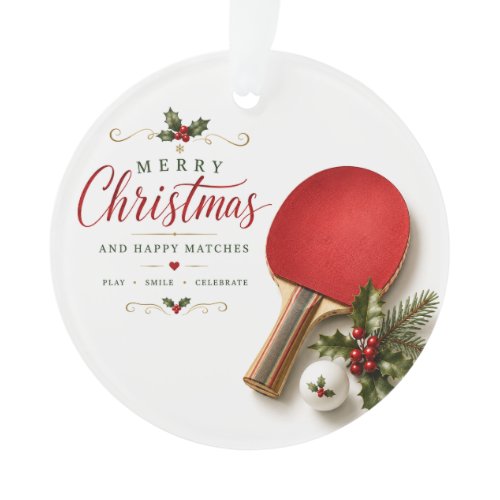 Ping Pong Paddle and ball with Christmas themed Ornament