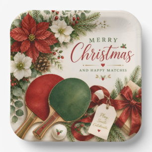 Ping Pong Paddle and ball with Christmas themed Paper Plates