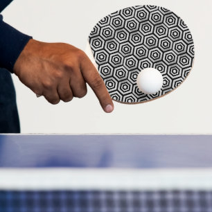 Ping Pong Paddle Black White Hexagon Geometric