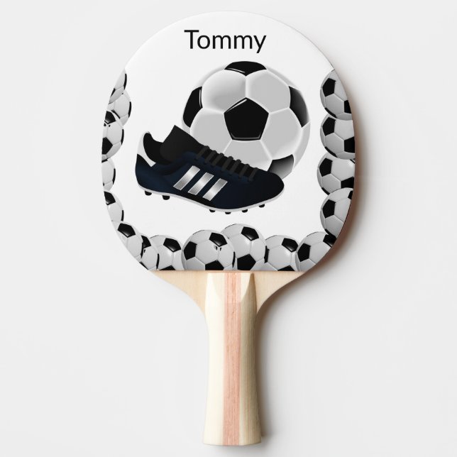 Ping Pong Paddle Black White Soccer Sports (Front)