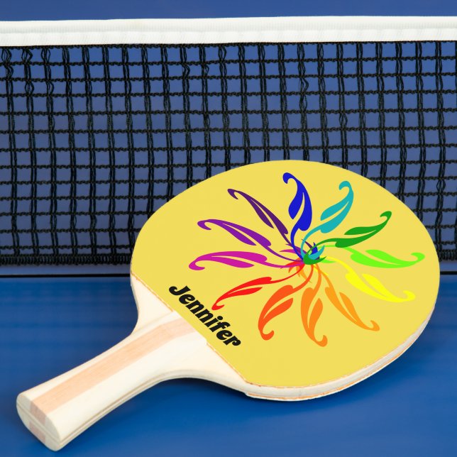 Ping Pong Paddle - Color Wheel Leaves and Name (Insitu)