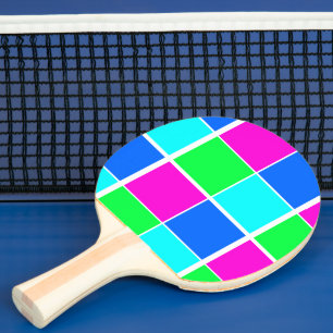 Ping Pong Paddle Colorful Bright Squares
