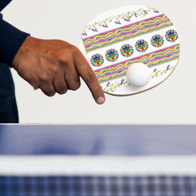 Ping Pong Paddle Colorful Floral Flowers  (Insitu)
