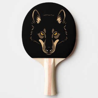Ping Pong Paddle Menacing Wolf Face
