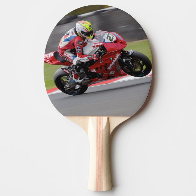 Ping Pong Paddle Motorcyclist in a Competition (Front)