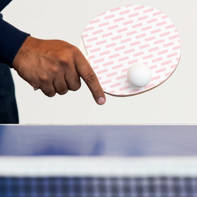 Ping Pong Paddle Pink & White Stripe Square (Insitu)
