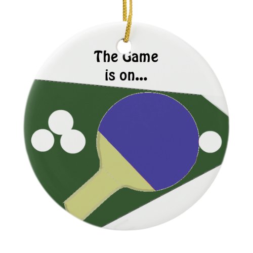 Ping Pong Paddle with Balls Ceramic Ornament