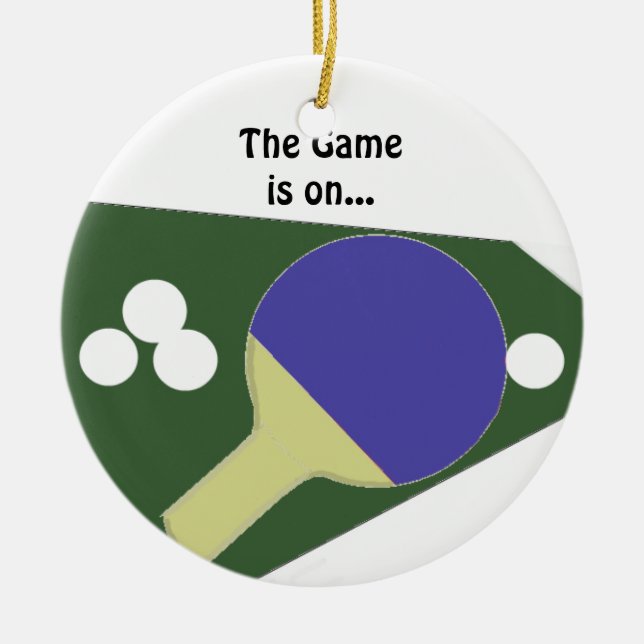 Ping Pong Paddle with Balls Ceramic Ornament (Front)