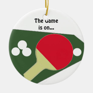 Ping Pong Paddle with Balls Ceramic Ornament