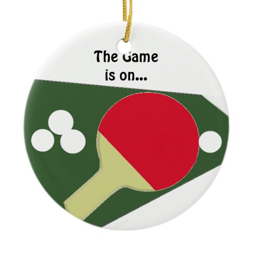 Ping Pong Paddle with Balls Ceramic Ornament