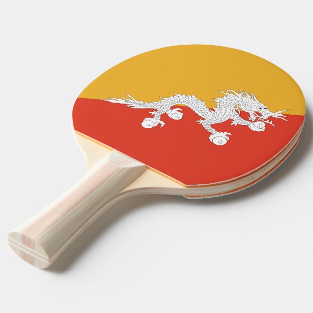 Ping pong paddle with Flag of Bhutan (Front Angle)