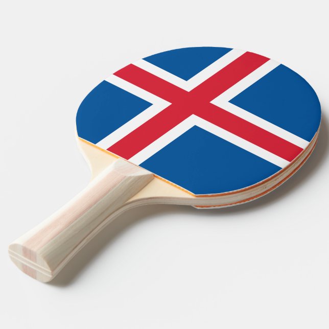 Ping pong paddle with Flag of Iceland (Front Angle)