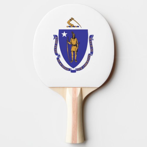 Ping pong paddle with Flag of Massachusetts USA