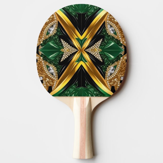 Ping pong paddle with Jamaican Colors (Back)