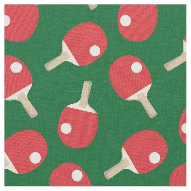 Ping Pong Paddles Balls Games Fabric (Close Up)