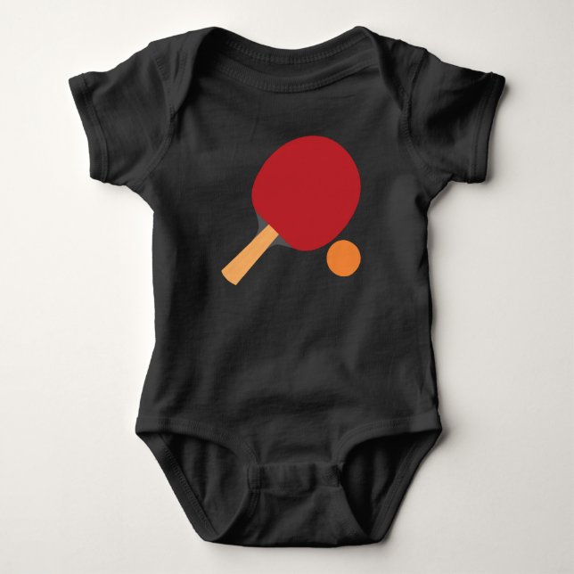Ping Pong Paddles Funny Table Tennis Sports Long Baby Bodysuit (Front)