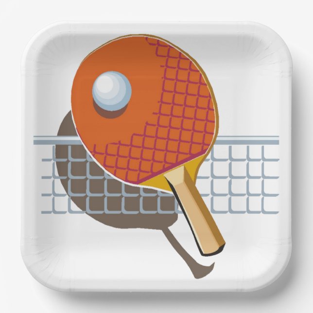 Ping Pong Paper Plates, Table Tennis Party Plates (Front)