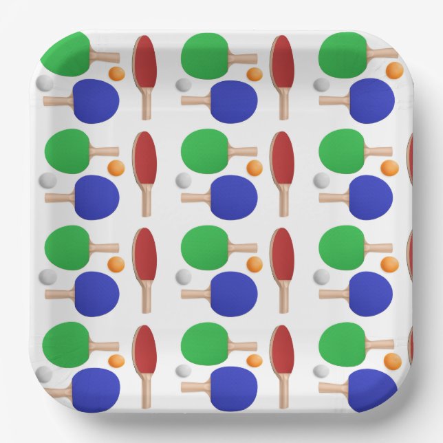 Ping Pong Paper Plates, Table Tennis Party Plates (Front)