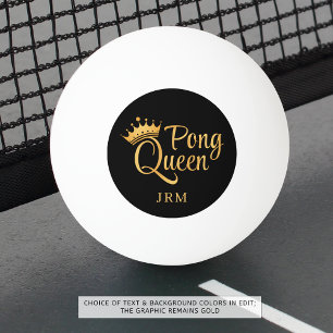 Ping Pong Queen Black Gold Name Ball