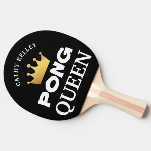 PING PONG QUEEN Custom Branded Black  White Ping Pong Paddle