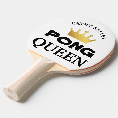 PING PONG QUEEN Custom Branded White  Black Ping Pong Paddle