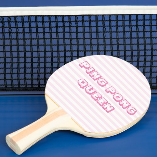 Ping Pong Queen _ Cute Blush Pink Striped  Ping_Pong Paddle