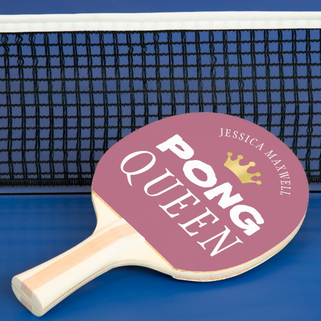PING PONG QUEEN Name Editable Rose Gold 2-Sided Paddle (Insitu)