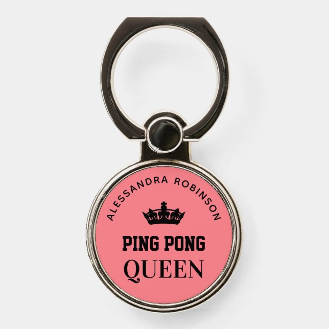 Ping Pong Queen Name personalized  Phone Ring Stand (Front)