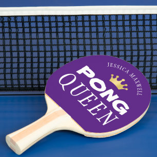 Ping Pong Queen Personalized Editable Purple Color Paddle