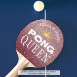 PING PONG QUEEN Personalized Rose Gold Glitter Paddle<br><div class="desc">Crown the queen of ping pong with a personalized PONG QUEEN paddle in rose gold glitter. Contact the designer via Zazzle Chat or makeitaboutyoustore@gmail.com if you'd like this design modified.</div>