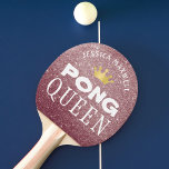 PING PONG QUEEN Personalized Rose Gold Glitter Ping Pong Paddle<br><div class="desc">Crown the queen of ping pong with a personalized PONG QUEEN paddle in rose gold glitter. Contact the designer via Zazzle Chat or makeitaboutyoustore@gmail.com if you'd like this design modified.</div>