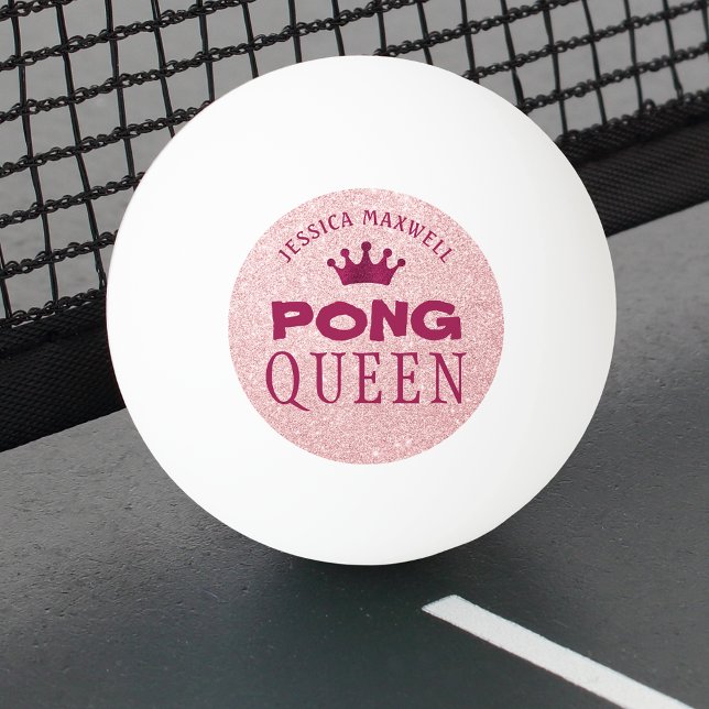 PING PONG QUEEN Pink Glitter Name Ball (Creator Uploaded)