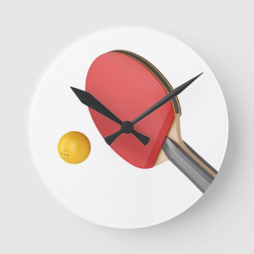 Ping pong racket and ball round clock