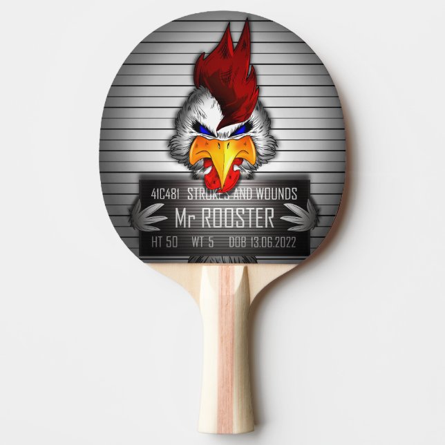 Ping Pong Racket Mr. Rooster Paddle (Front)