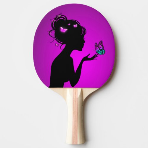 Ping Pong Racket The Woman Purple Butterflies Ping Pong Paddle