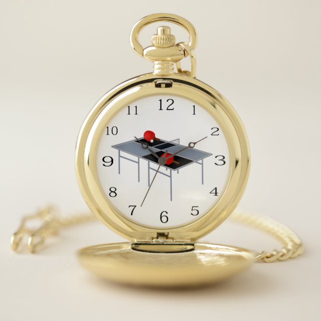 Ping Pong Table Bats And Ball, Pocket Watch (Inside)