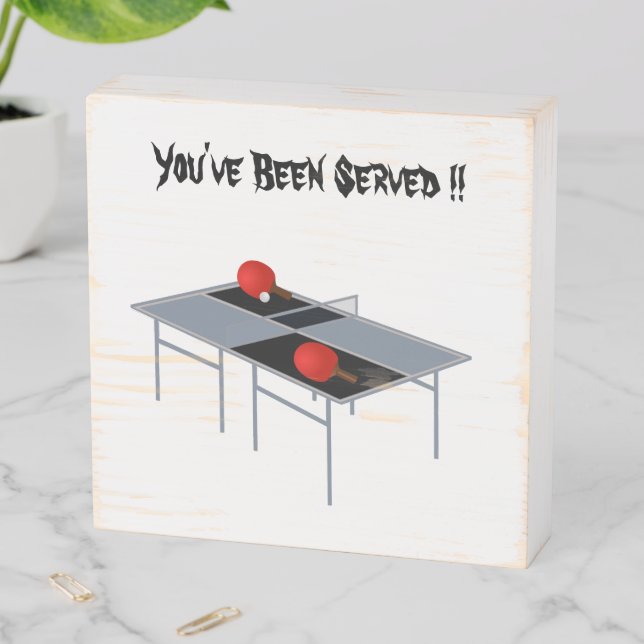 Ping Pong Table Bats And Ball, Wooden Box Sign (In Situ Horizontal)