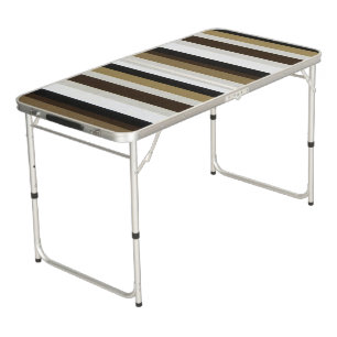 Ping Pong Table Black Brown & Beige Stripe