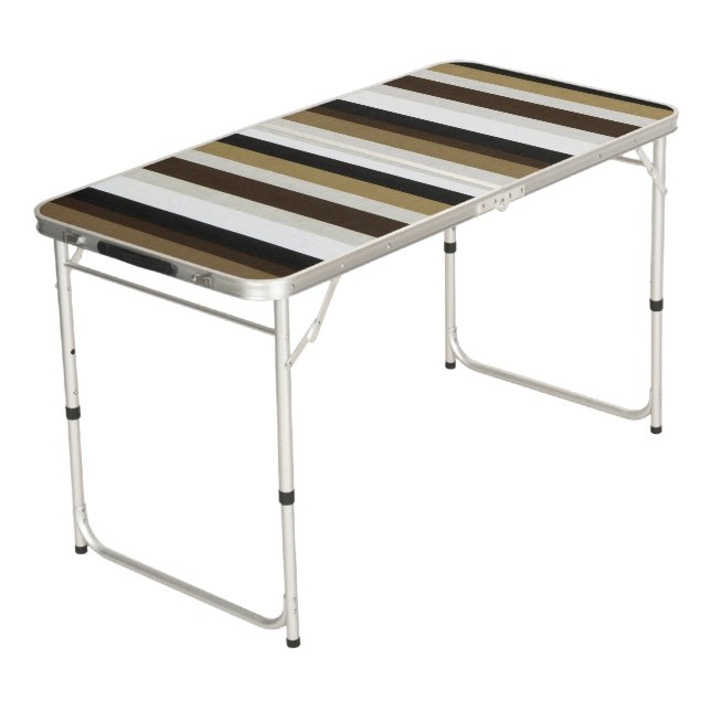Ping Pong Table Black Brown & Beige Stripe (Angled)