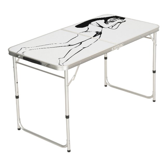 Ping Pong Table - Black & White Lady - HAMbyWG (Angled)