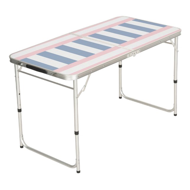 Ping Pong Table Blue, Pink & White Stripe (Angled)
