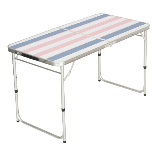 Ping Pong Table Blue, Pink & White Stripe (Angled)
