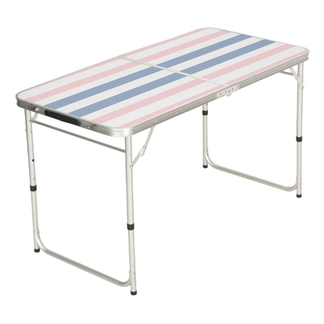 Ping Pong Table Blue, Pink & White Stripe (Angled)