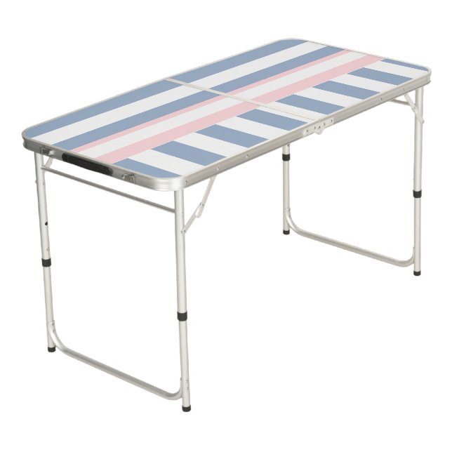 Ping Pong Table Blue, Pink & White Stripe (Angled)